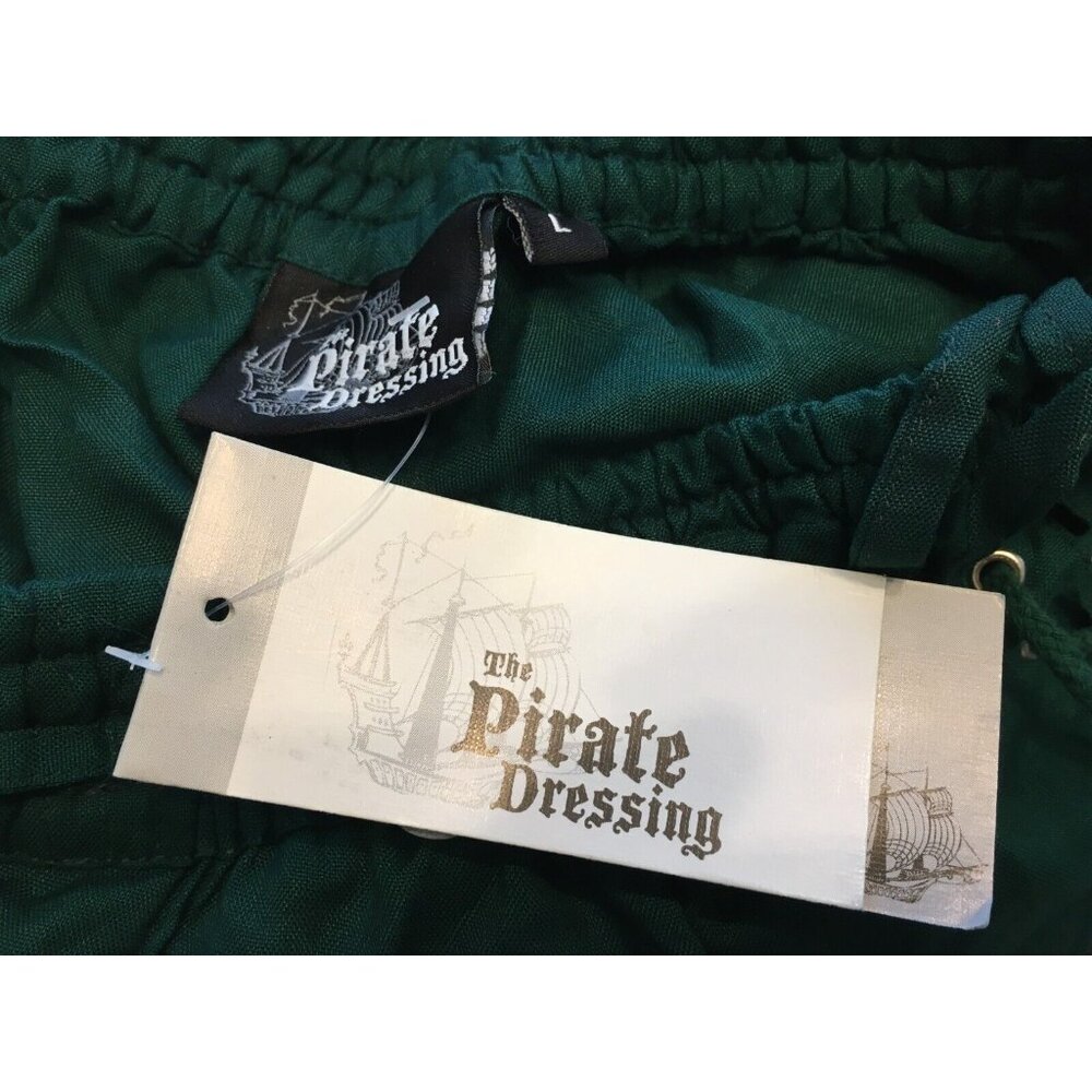 The Pirate Dressing Halloween Costume Pants Dark Green Lace Tie Sides Mens Large - Picture 2 of 11